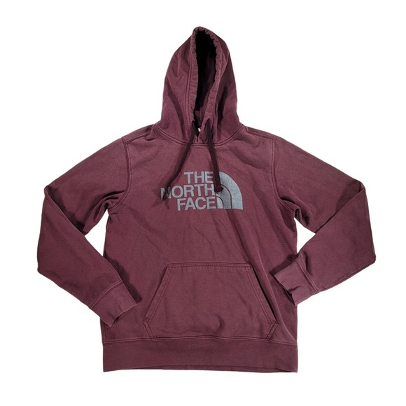 The North Face Hoodie Mens S Maroon Cotton Kangaroo Pockets Drawstring Pullover - Picture 1 of 8
